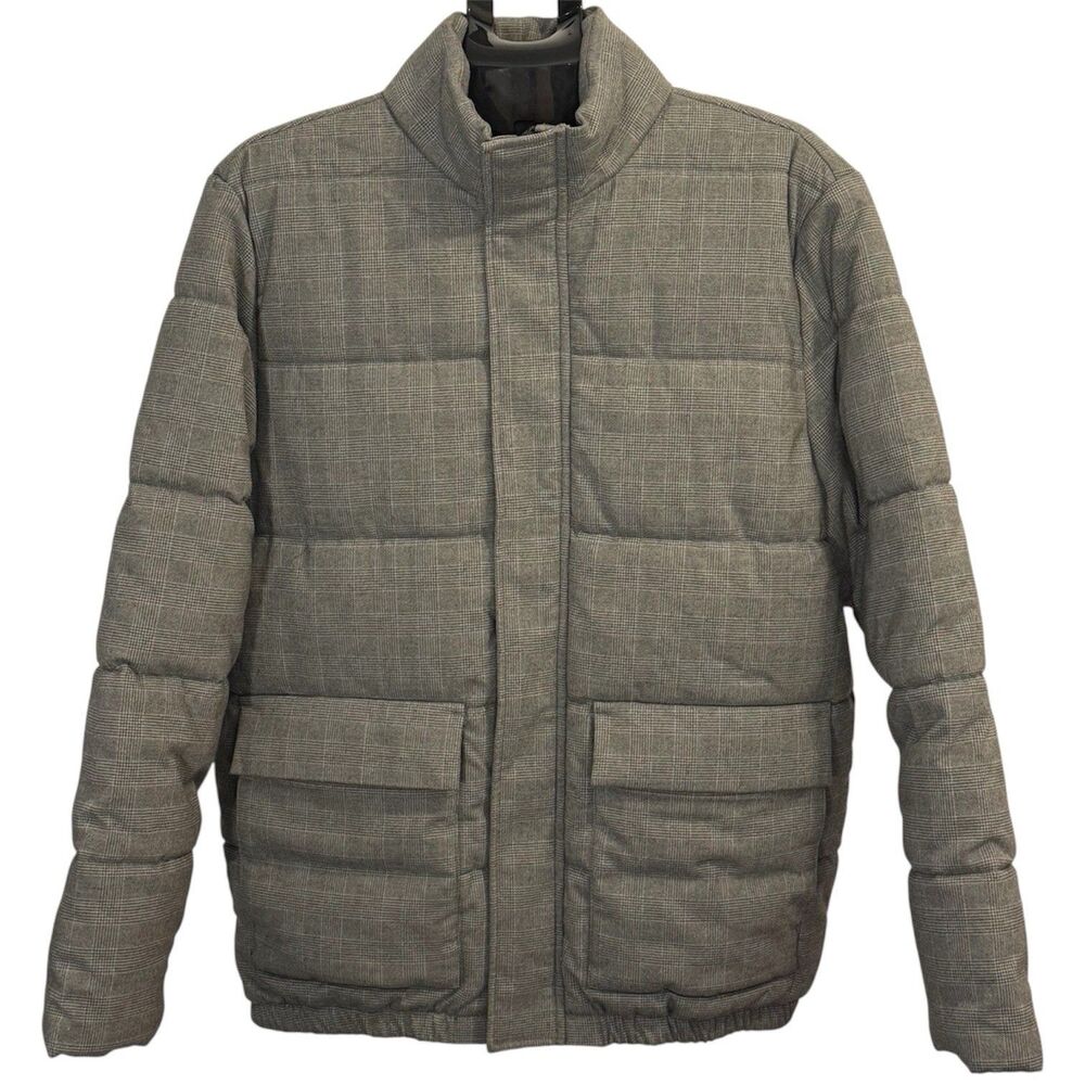 Gap Plaid Puff Jacket Gray - Men's M Medium